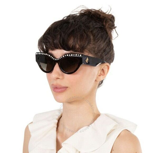 Jimmy Choo Women Sunglasses Black Grey Gradient Cat Eye SONJA/G/S 0807 BRAND NEW